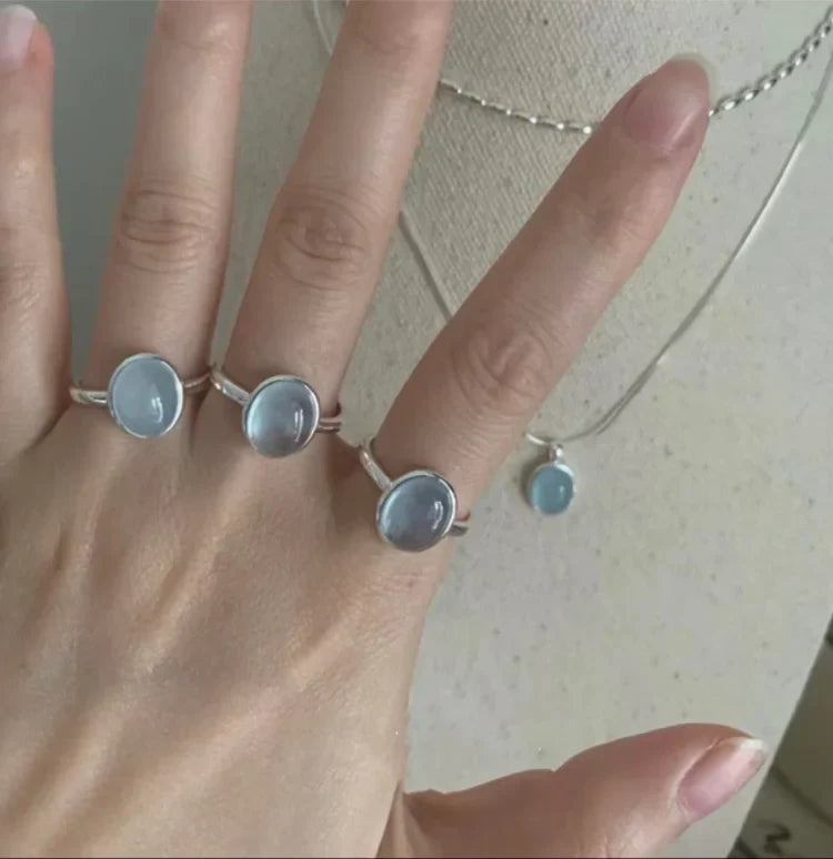 Aquamarijn Zilveren Ring – Nerida