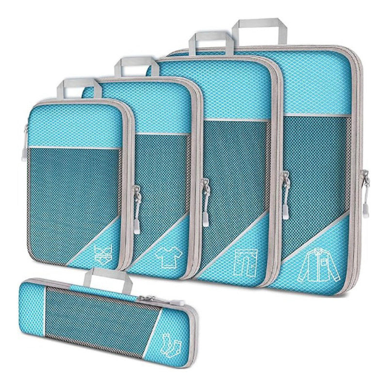 Compressie Reisorganisers | Slimme Inpakoplossing | Ruimtebesparende Bagage Cubes | Perfect Voor Vakanties & Zakenreizen | 5-delige Set | Lichtgewicht & Duurzaam | Maximale Ruimtebesparing | Avontuurlijke Reiskompanen