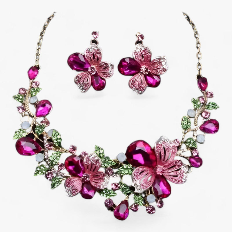Bruidsjuwelen-set met emaille bloemen – Fleur