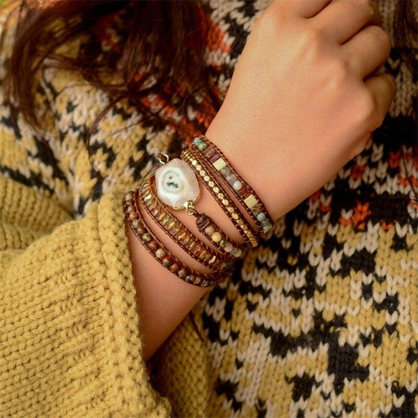 Achat Maanlicht-Wickelarmband – Lunara