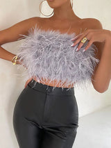Boho Bandeau Top met Verendetail – Luna