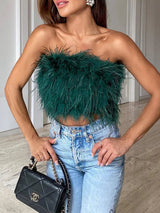 Boho Bandeau Top met Verendetail – Luna