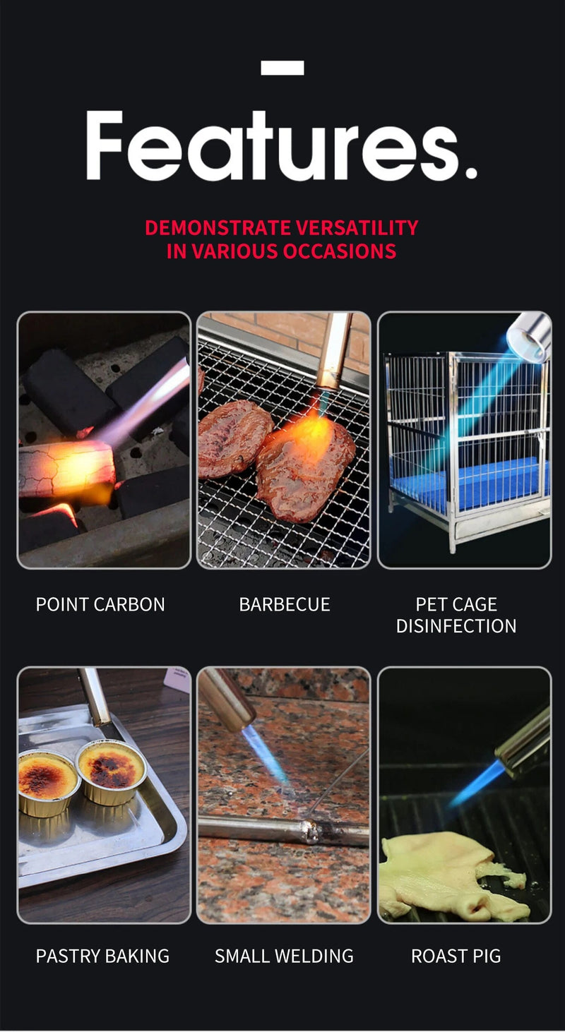 Draagbare Metalen Butaan Gasbrander – BBQ, Kamperen en Koken Vlammenwerper