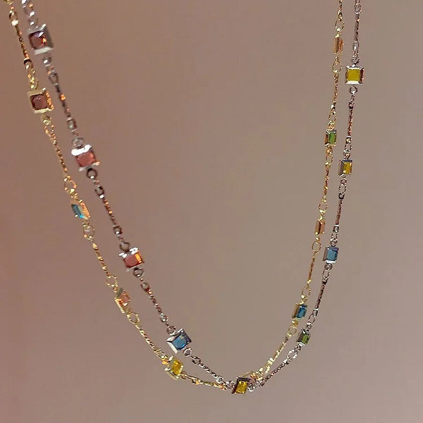 Fijne Gouden/Zilveren Ketting met Kleurrijke Stenen – Ivy