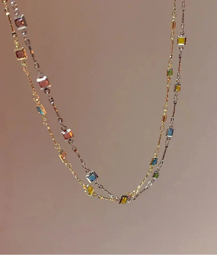 Fijne Gouden/Zilveren Ketting met Kleurrijke Stenen – Ivy