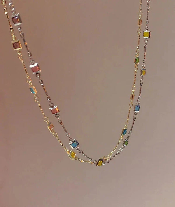 Fijne Gouden/Zilveren Ketting met Kleurrijke Stenen – Ivy