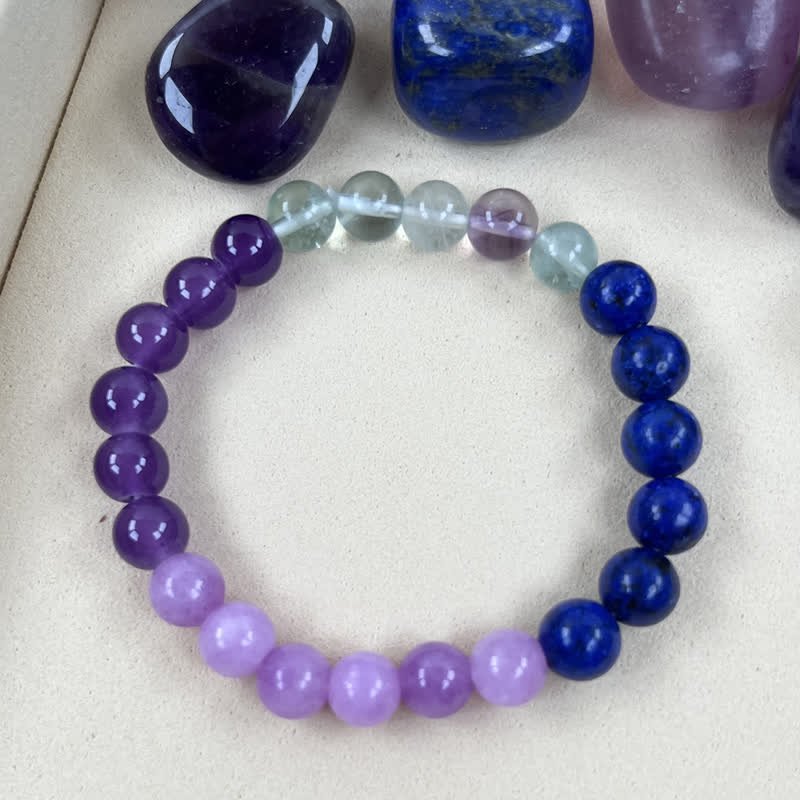 Anti-Angst Amethist, Lepidolith en Lapis Lazuli Armband - Aurora