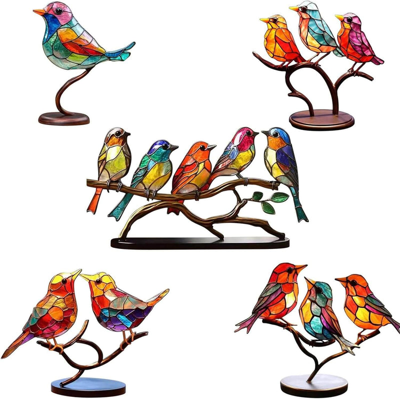 Kleurige Vogels op Tak Decoratieve Sculptuur - ColorBirds