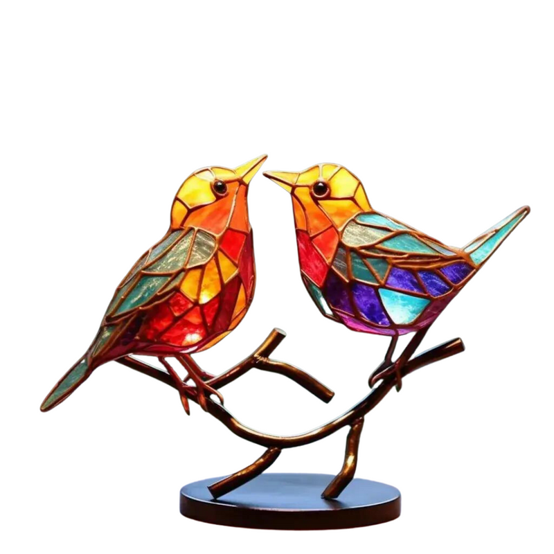 Kleurige Vogels op Tak Decoratieve Sculptuur - ColorBirds