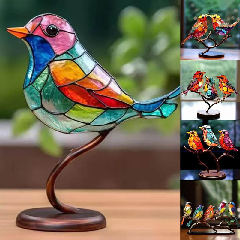 Kleurige Vogels op Tak Decoratieve Sculptuur - ColorBirds