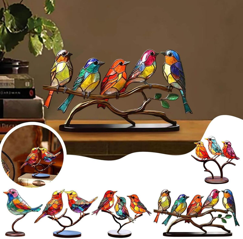 Kleurige Vogels op Tak Decoratieve Sculptuur - ColorBirds