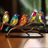 Kleurige Vogels op Tak Decoratieve Sculptuur - ColorBirds