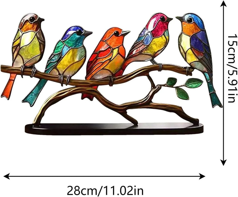 Kleurige Vogels op Tak Decoratieve Sculptuur - ColorBirds