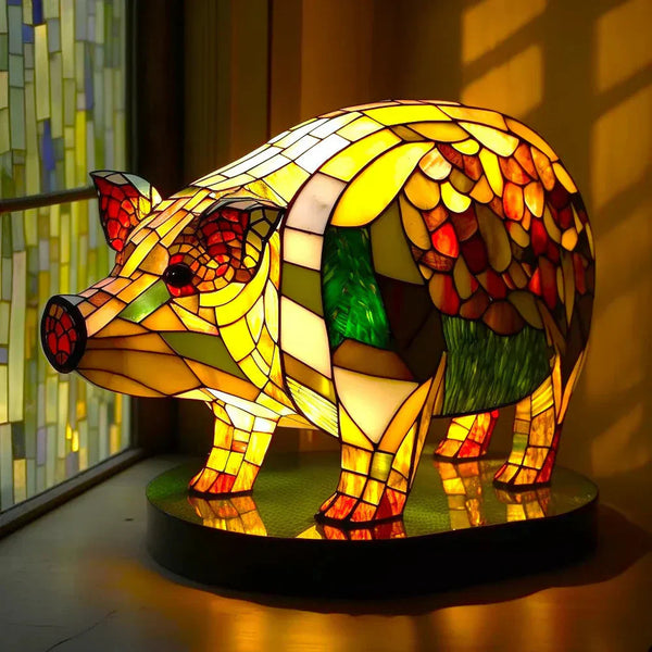 Artistieke Glasmozaïek Dierenlamp – Kleur en Sfeer in Huis