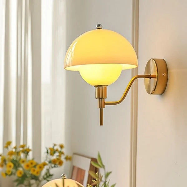 Crème Paddenstoel Hal Wandlamp – Een Vleugje Natuur geïnspireerde Elegantie