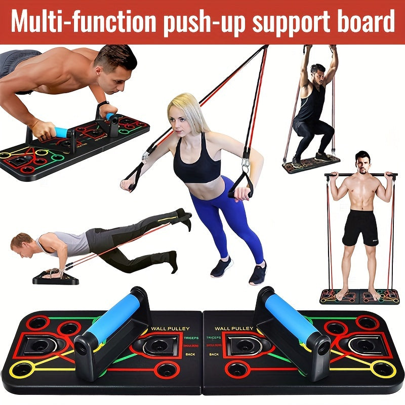 Push-up plank set met handvatten, weerstandsbanden en accessoires – ideaal voor borst en buik