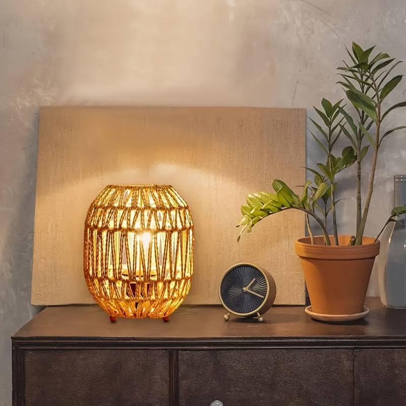 Bohemian Rotan Tafellamp – Handgemaakt Lichtaccent voor Slaapkamer of Woonruimte