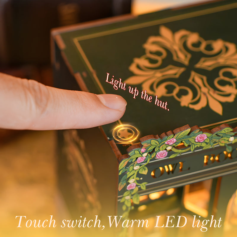 DIY Miniatuur Uilen Boekenwinkel – 3D Houten Kit met Verlichting voor Creatieve Decoratie
