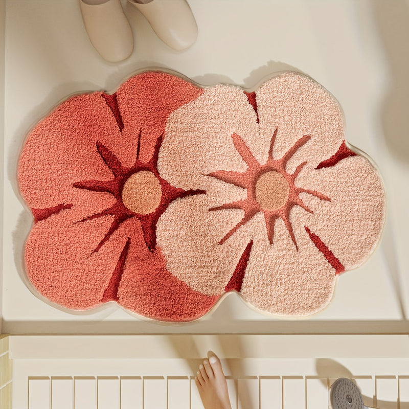 Fluffy Bloemen Badkamer Tapijt – Absorberend en Zacht voor Extra Comfort