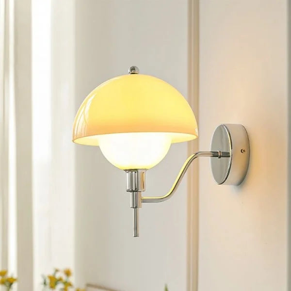 Crème Paddenstoel Hal Wandlamp – Een Vleugje Natuur geïnspireerde Elegantie