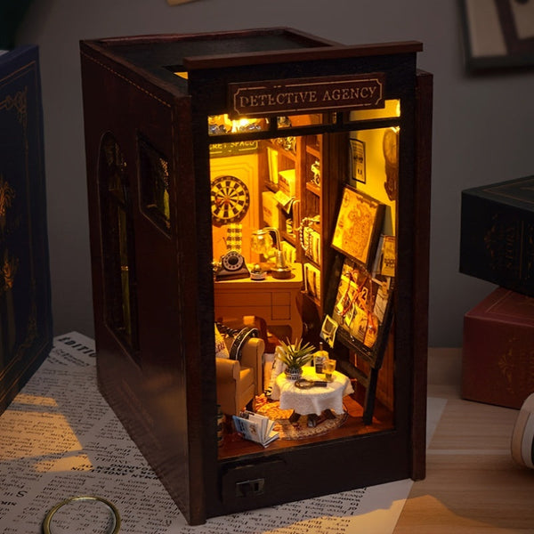 Detectivebureau DIY Miniatuur Huis – 3D Puzzelset met Verlichting voor Creatieve Hobbyisten