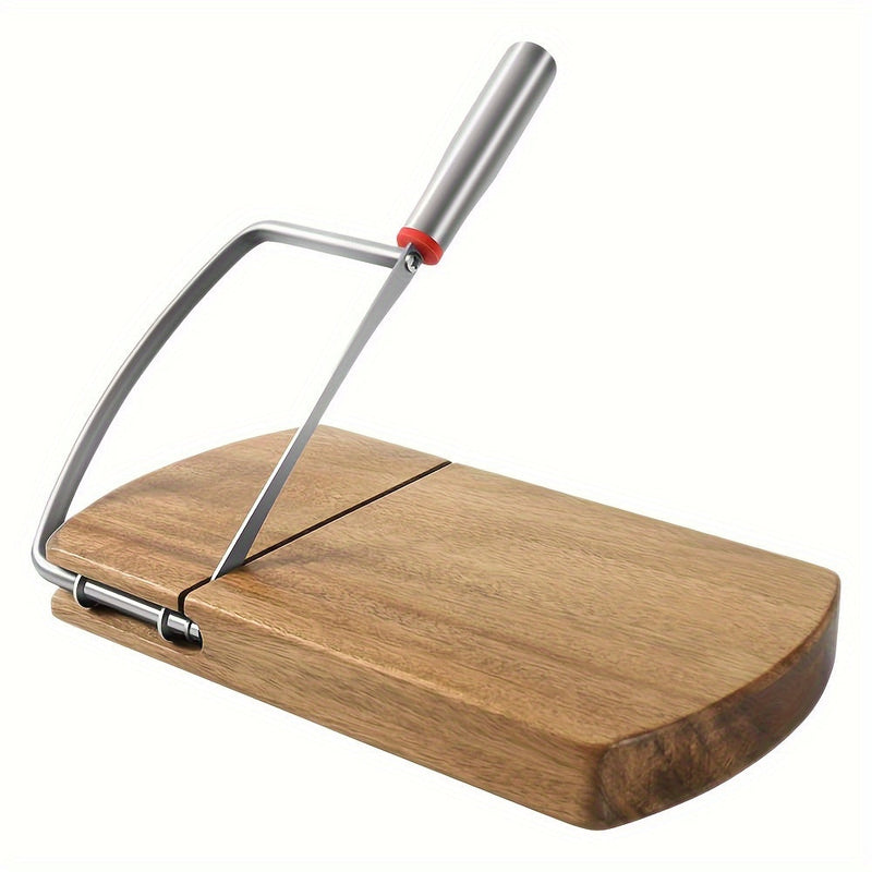Artisan Acacia Kaassnijder – Roestvrijstalen Mes op Elegante Houten Basis