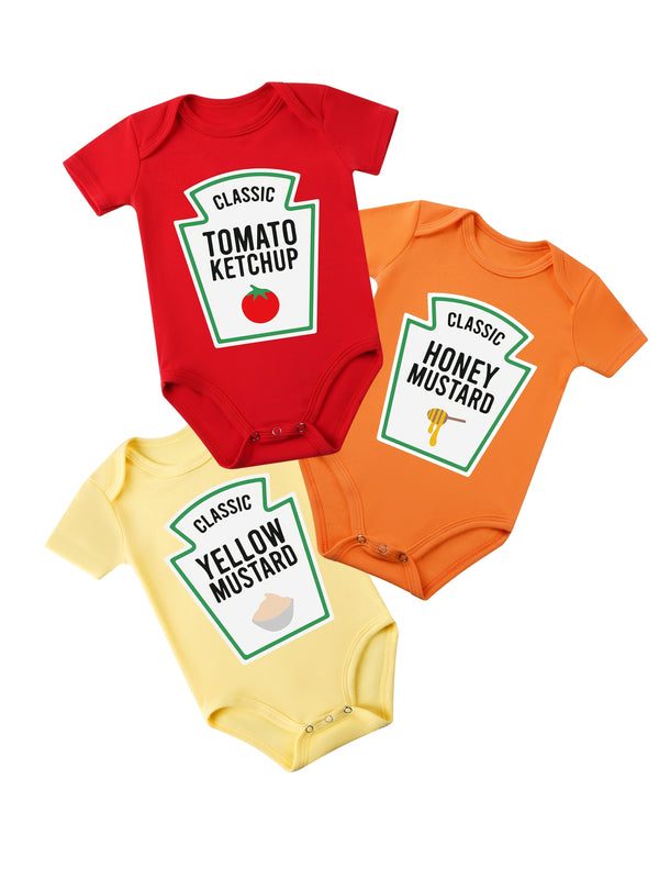 3-Pack Baby Rompertjes – Zachte Katoen met Speelse Voedselprints