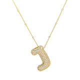 Dames Ketting – Initial Hanger – Fonkelende Stenen – Verfijnde Schakelketting – Statement Sieraad