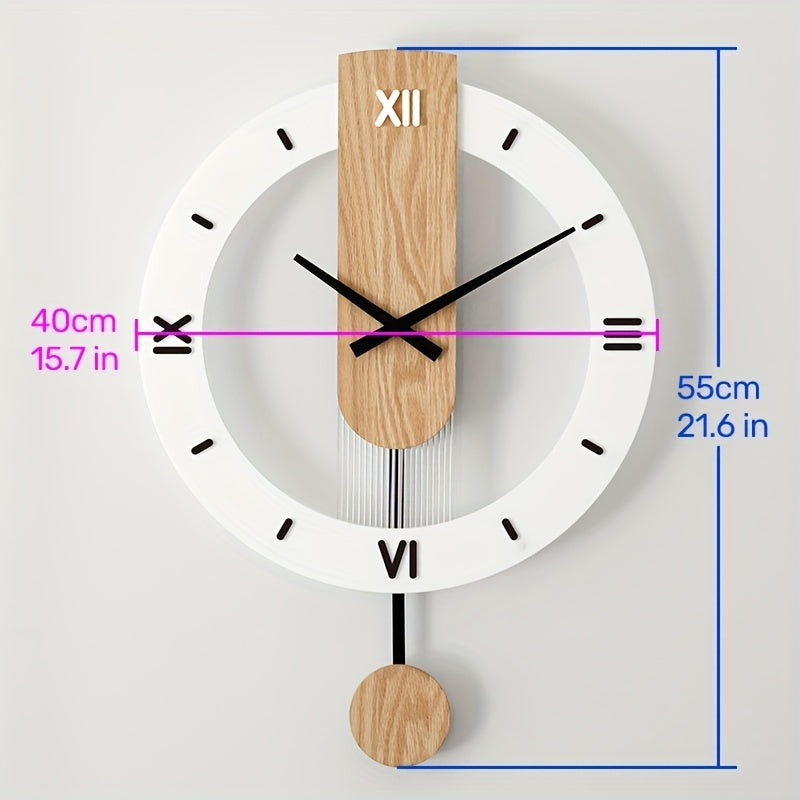Creatieve Pendule Wandklok van Hout en Acryl – Stijlvol en Stille Decoratie