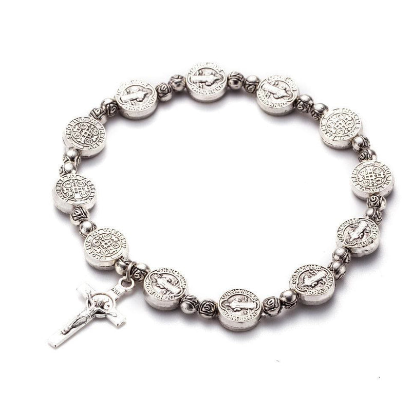 Gouden en zilveren Christelijk kruisarmband – Solana