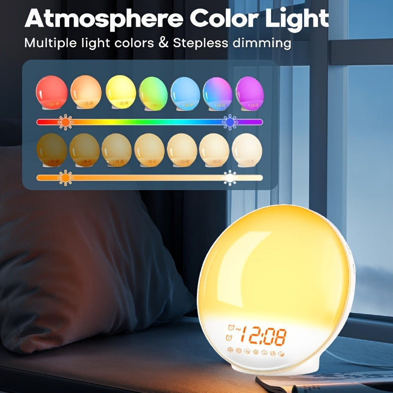 Halo Light Digitale Wekker – Zonsopgang Wecker met USB Voeding en Dubbelen Alarmfunctie