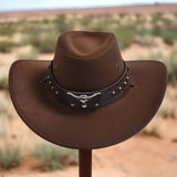 Cowboy Hoed | Klassiek Model | Vegan Leer & Gevlochten Kinband