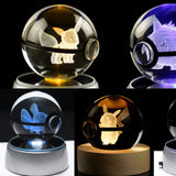 Kristallen Pokébal met LED-standaard – Interactief verzamel speelgoed