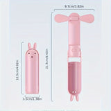 Mini Handheld Ventilator – 2-in-1 USB Oplaadbare Fan met Schattige Konijnvorm voor Reizen en Zomer