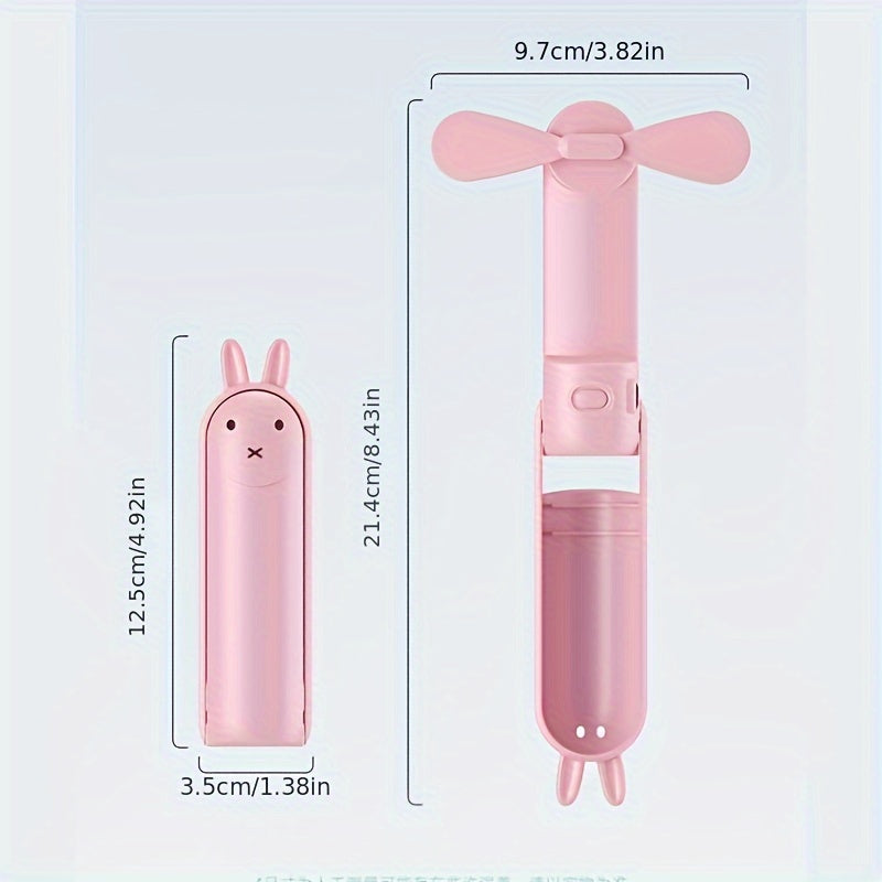 Mini Handheld Ventilator – 2-in-1 USB Oplaadbare Fan met Schattige Konijnvorm voor Reizen en Zomer
