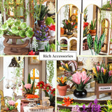 Miniatuur Bloemenhuis – 3D Houten Puzzel met LED Verlichting en Gedetailleerde Tuin