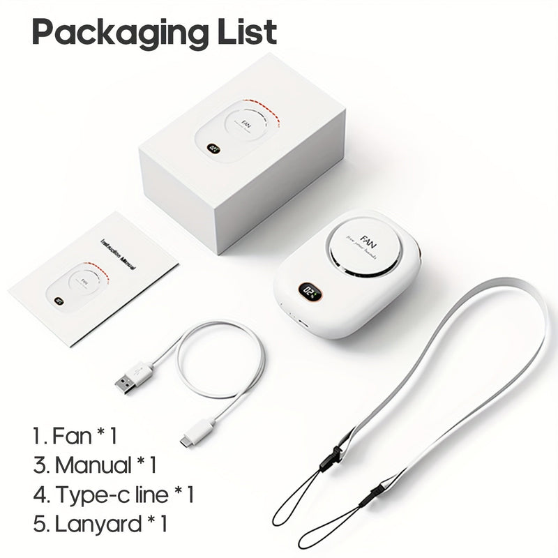 USB Oplaadbare Mini Nekventilator – Lichtgewicht met Verstelbare Snelheden