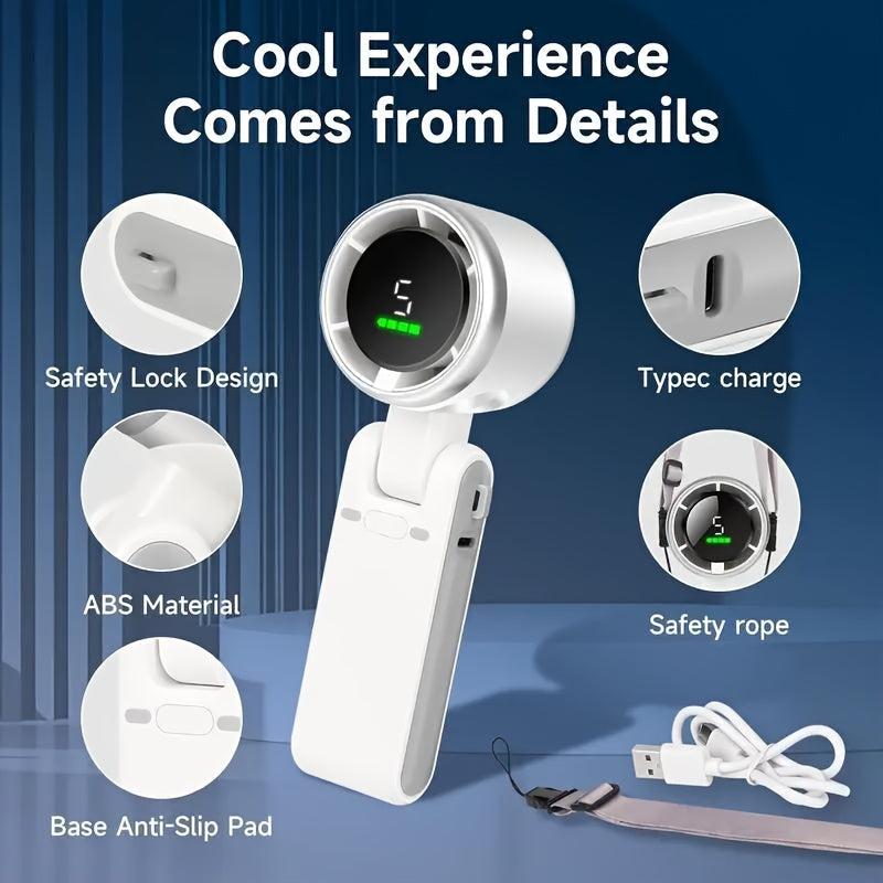 Compact Turbo Handheld Ventilator – 3-in-1 USB Oplaadbaar met 5 Snelheden