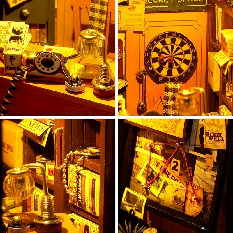 Detectivebureau DIY Miniatuur Huis – 3D Puzzelset met Verlichting voor Creatieve Hobbyisten