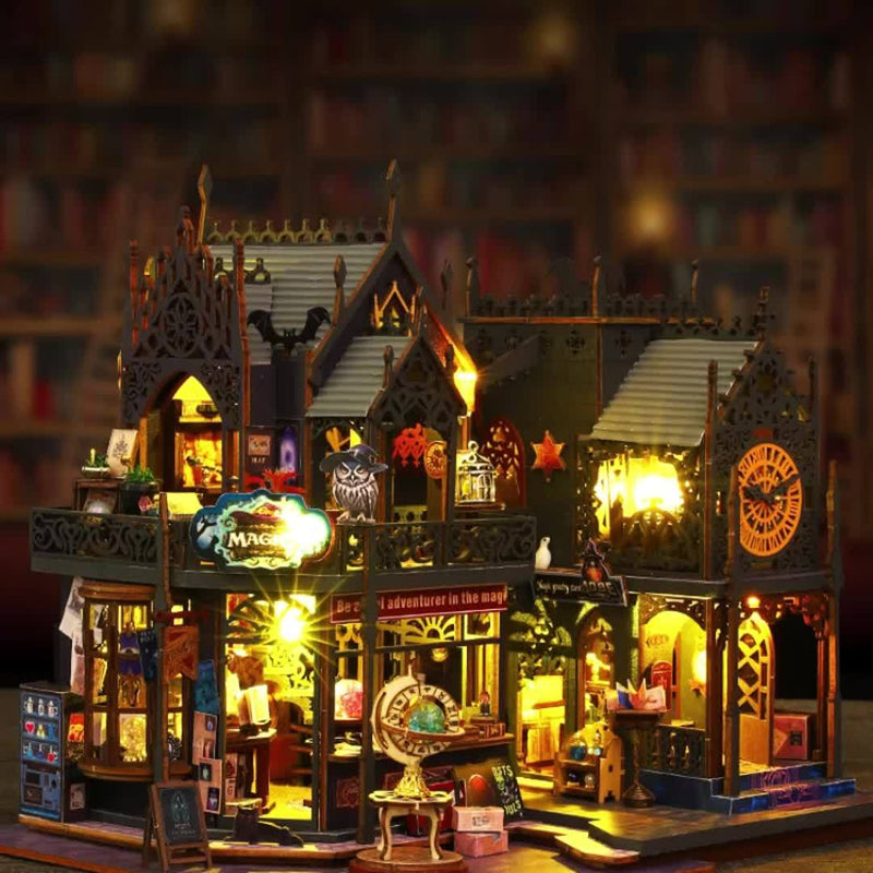 Betoverend Boekenhuis – 3D Houten Puzzel met Magische Verlichting
