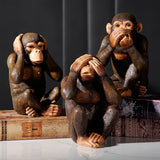 Chimpanseebeeldjes Set van 3 beeldjes - Speels en Realistisch voor Je Interieur