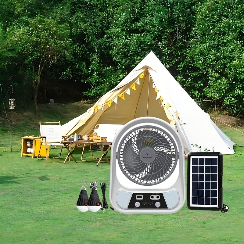 Draagbare Zonne-energie Ventilator en Nachtlamp – Multifunctioneel en Oplaadbaar