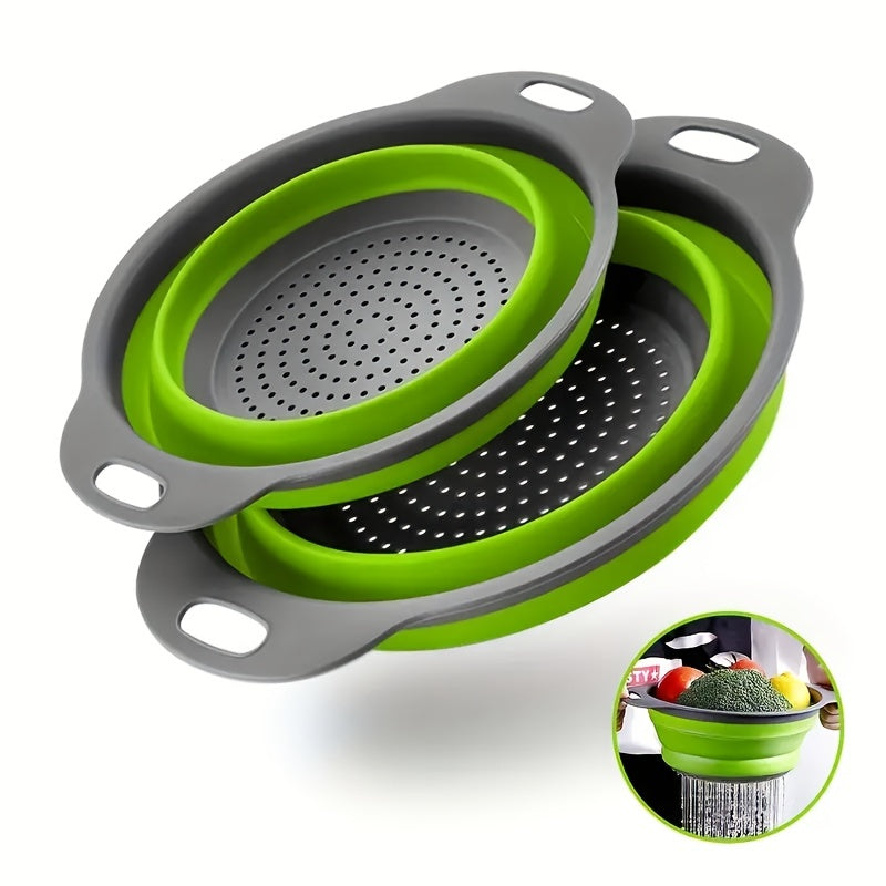 Opvouwbare Siliconen Vergiet Set – Perfect voor Pasta, Groenten en Fruit