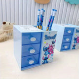 Disney Stitch Cartoon 3-Vaks Opbergdoos – Multifunctionele Organizer voor Bureau, Sieraden en Speelgoed