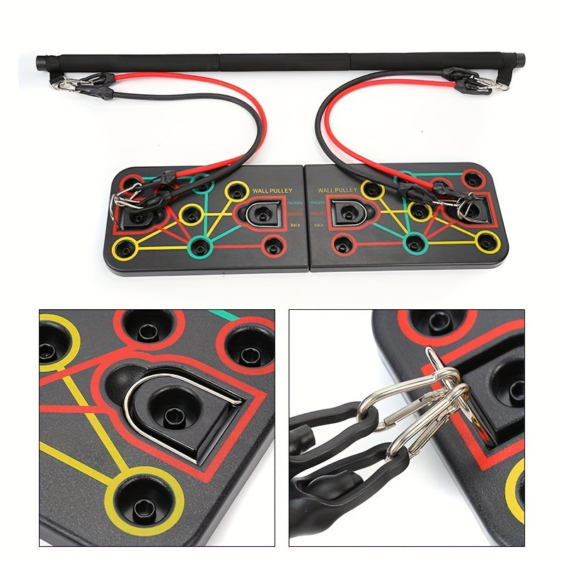 Push-up plank set met handvatten, weerstandsbanden en accessoires – ideaal voor borst en buik