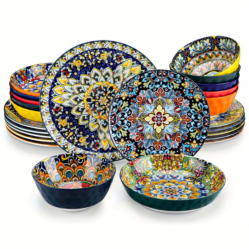 24-delige Diner Set – Steengoed in Bohemien Stijl