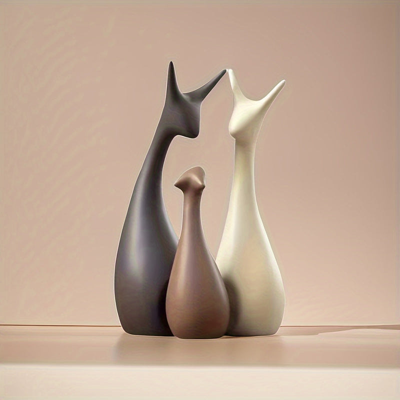 Keramische Hert Beeld Set – Luxe Decor voor Woonkamer en Kantoor