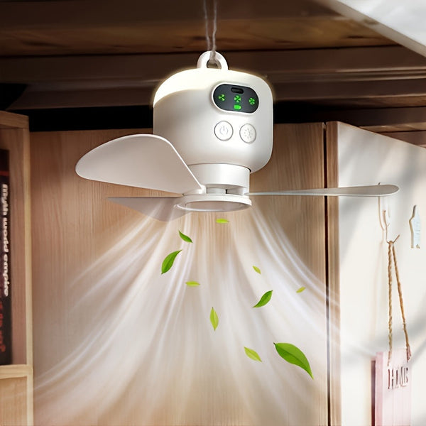 Draagbare Campingventilator met Verlichting – Oplaadbaar en Met Afstandsbediening voor Buiten