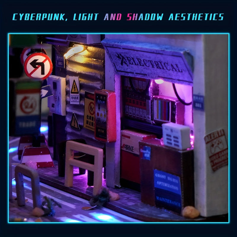 Cyberpunk DIY Cabin Kit – 3D Model voor Woningdecoratie met Verlichting