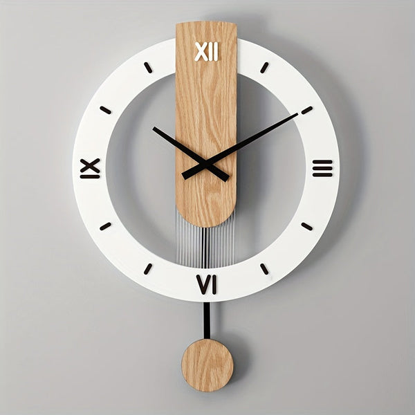 Creatieve Pendule Wandklok van Hout en Acryl – Stijlvol en Stille Decoratie